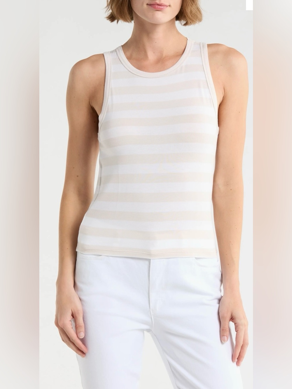 Splendid White & Moonstone Gray Lulu High Neck Tank Size XL NWT